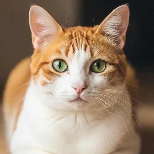Captivating Orange and White Domestic Cat Close-up | Calm & Well-Cared For