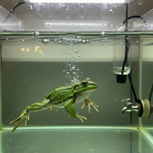 Frog Swimming in Clear Water Tank