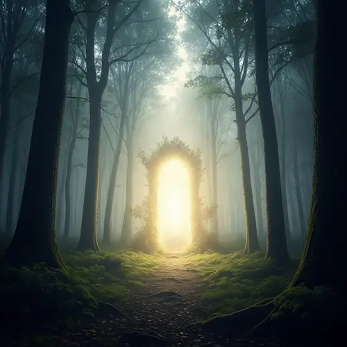 Mystical Forest Glowing Portal: Enchanting Fantasy Scene