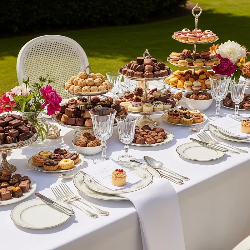 Decadent Chocolates & Sweets on an Elegant Outdoor Table