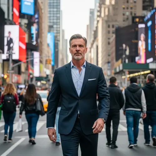 Atatürk Walking in New York - Urban Elegance and Authority