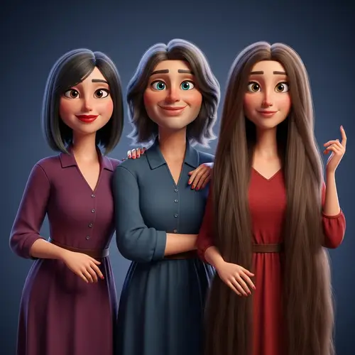 European Descent Friends in 3D Animation Style