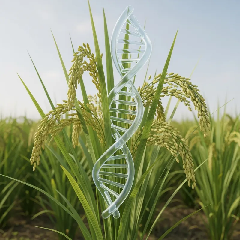 GMO Rice with Herbicide Tolerance: 3D DNA Illustration