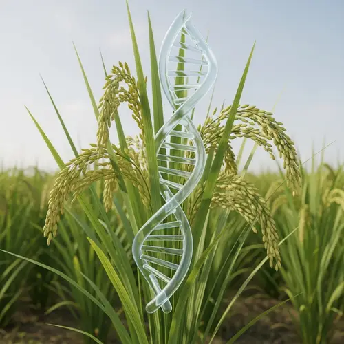 Genetic Modification of Rice Plant: 3D Illustration