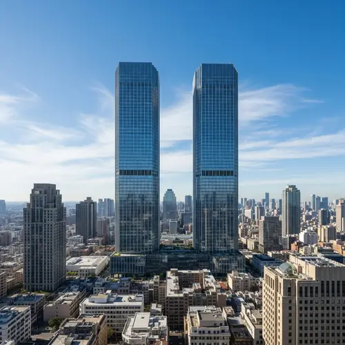 Cityscape with Twin Towers | Urban Skyline View