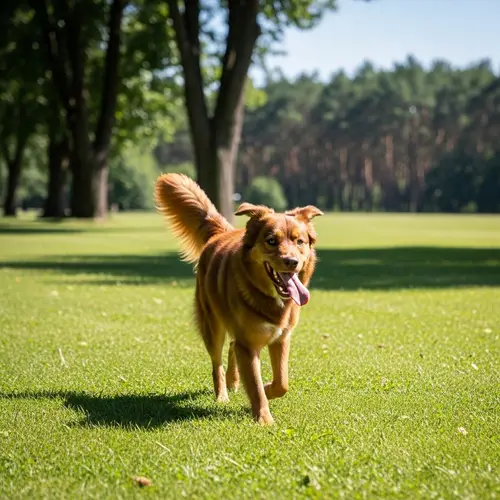 Energized and Healthy Dog Trotting in Green Park