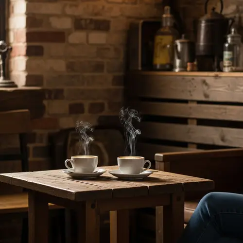 Cozy Rustic Coffee Scene - Relish Comfortable Conviviality