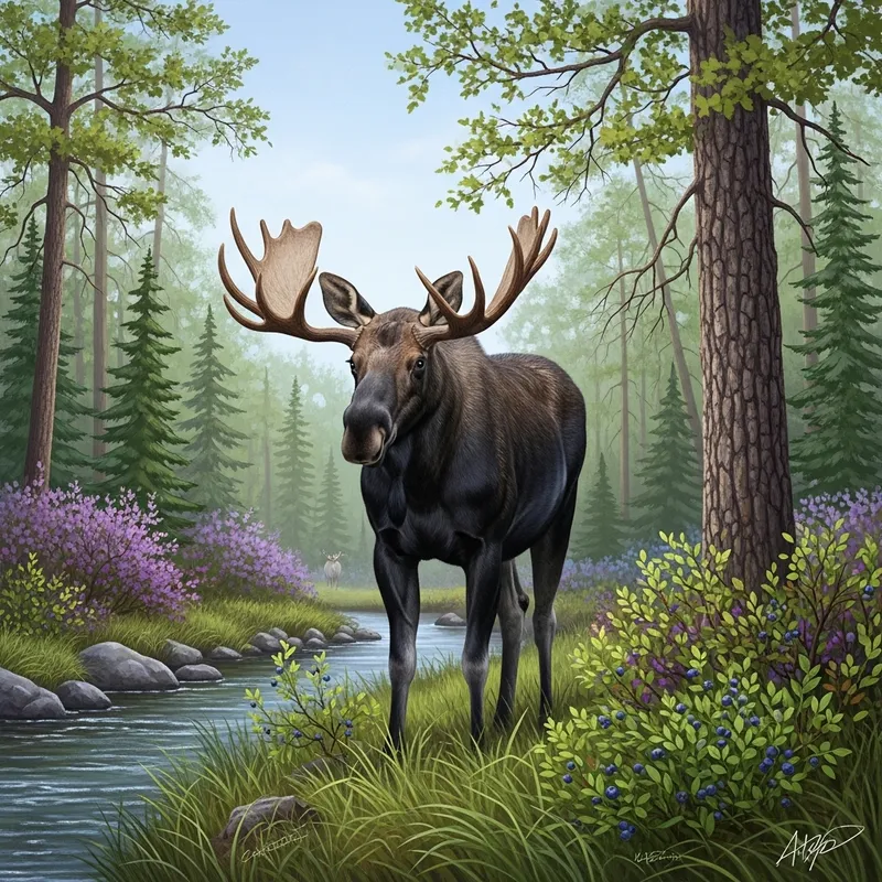 Majestic Moose in Serene Wilderness