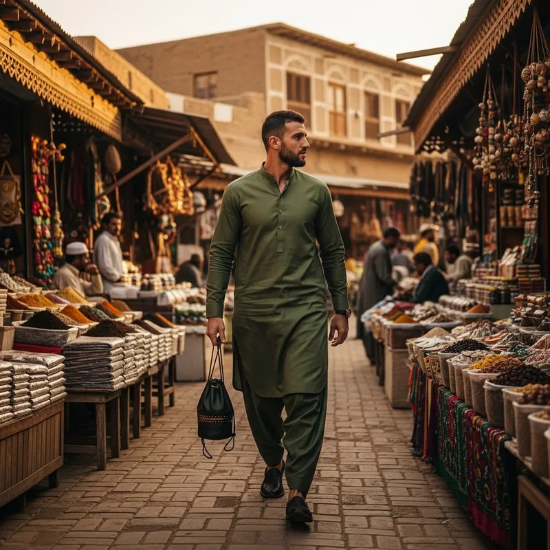 Footballer in Pathani Dress at Quetta Bazar | Quetta, Balochistan