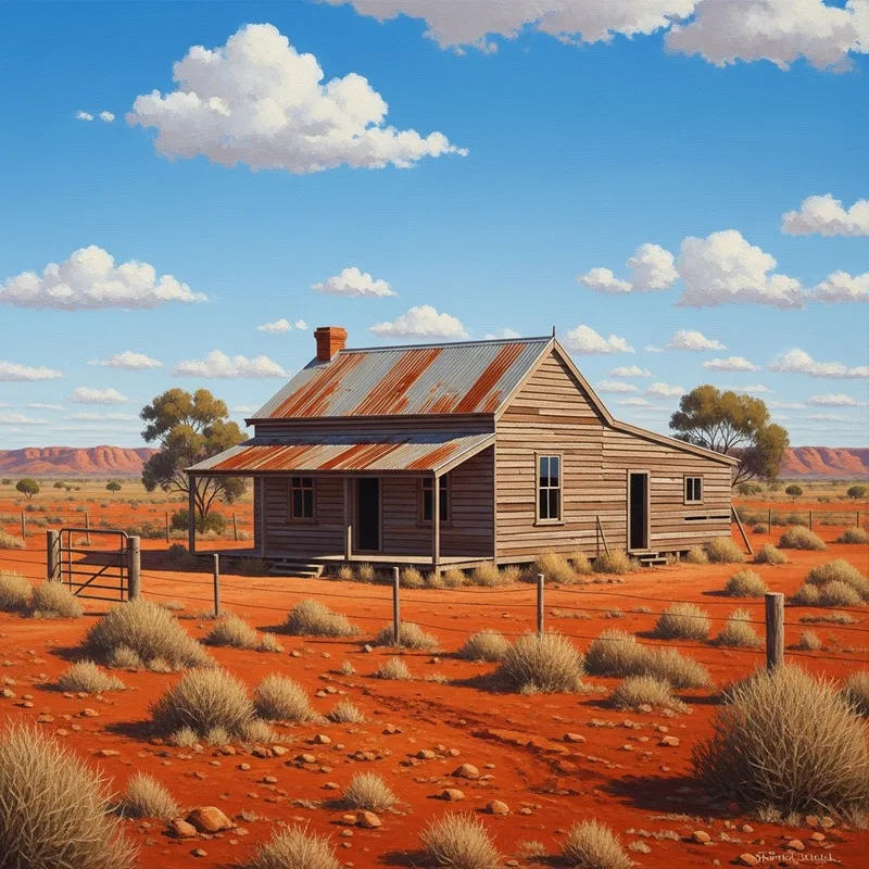 Run-Down Farmhouse in the Australian Outback