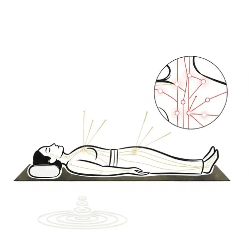 Traditional Japanese Acupuncture Illustration with Symbolic Elements