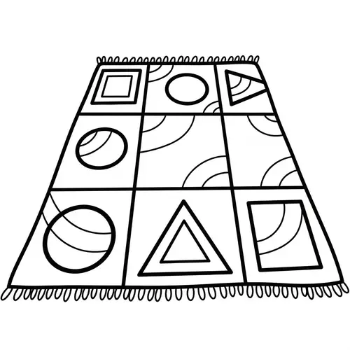 Simple Carpet Coloring Page for Kids - Easy Black Line Art