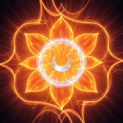 Sacro Chakra: Abstract Representation in Orange with Lotus Flower