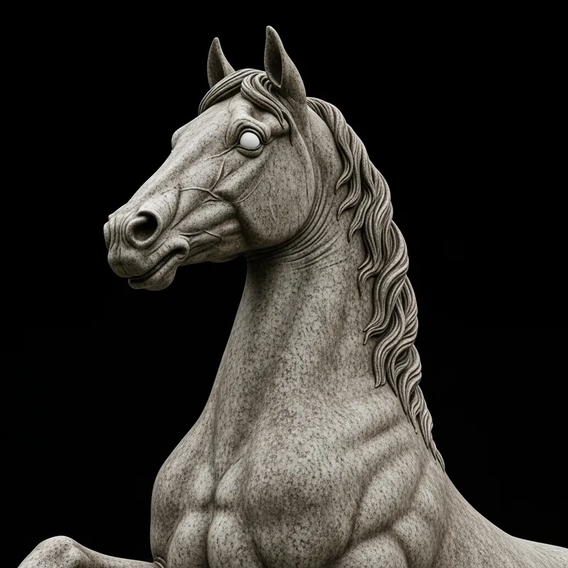 Decomposing Gray Horse Statue with Unique Features Decomposing Gray Horse Statue with Unique Features