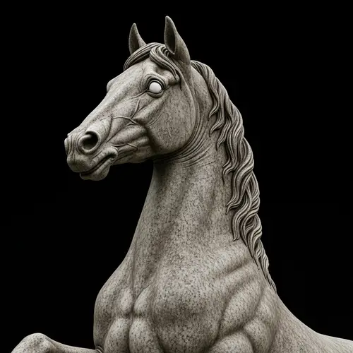 Aged Gray Horse Statue with Majestic Stance