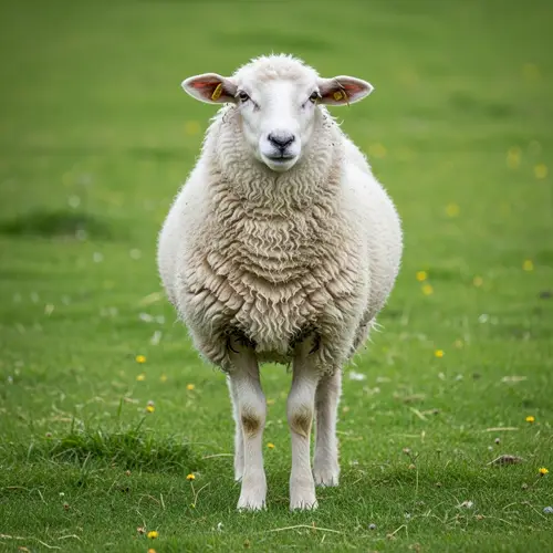 Fluffy White Sheep on Green Meadow | Wildlife Nature Scene