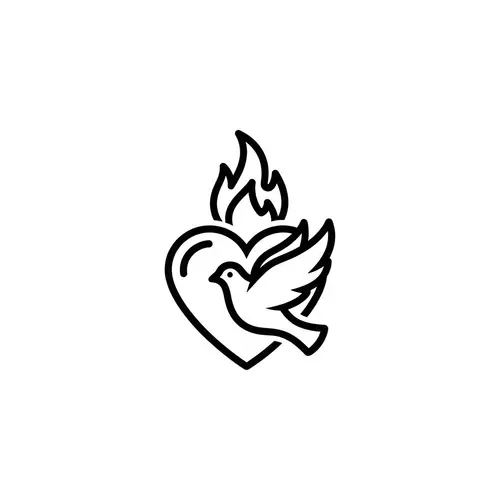 Heart and Dove Logo Design | Black & Outlined
