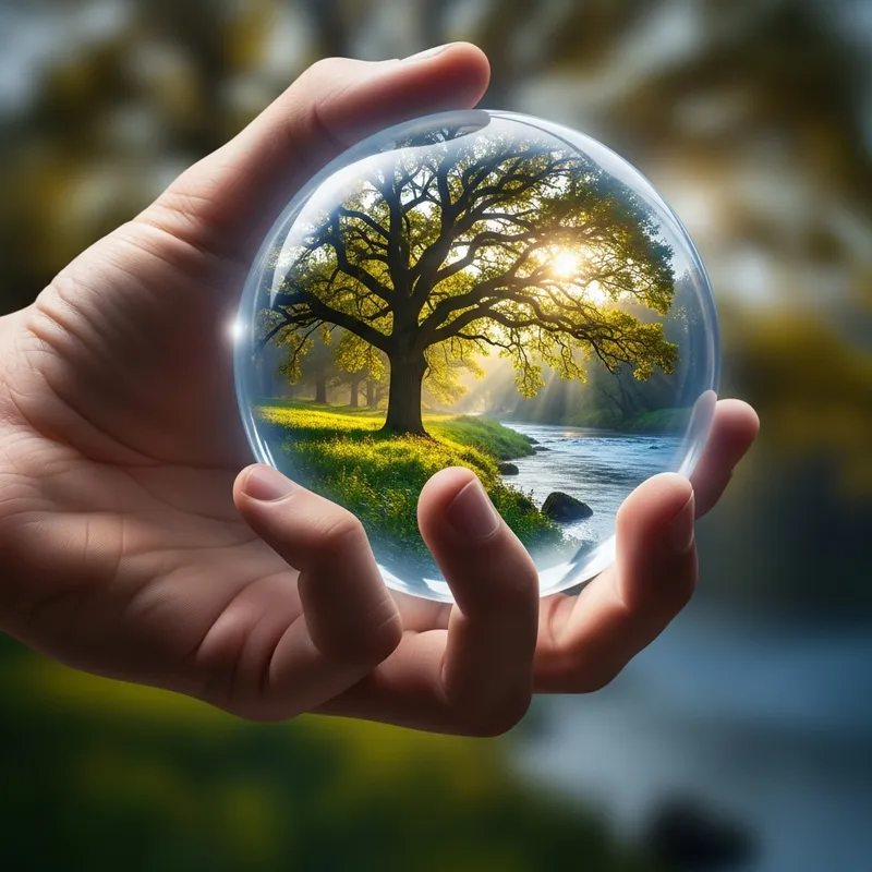 Dreamy Hand Grasping Peaceful Landscape | Serene Vision