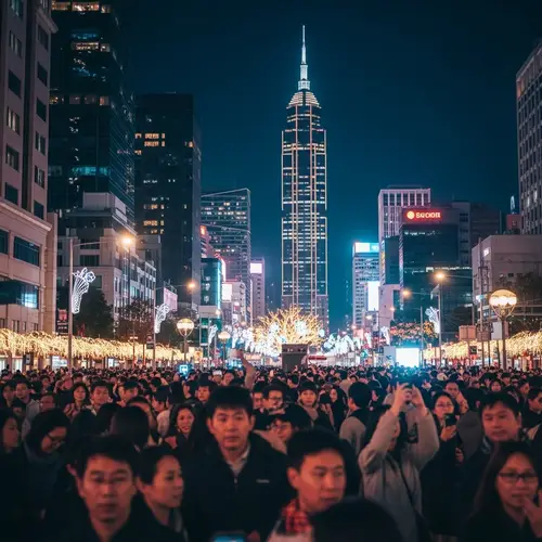 Vibrant New Year Cityscape | Festive Bokeh Lights