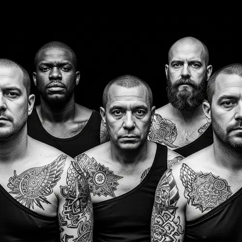Intense Men with Shoulder Tattoos | Documentary-Style Photography