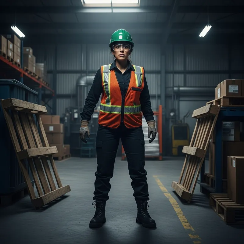 Warehouse Worker: Dramatic Horror Scene with Brave Hispanic Woman