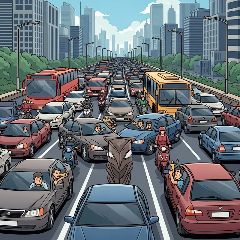 Traffic Bottleneck - Chaos and Frustration in the City