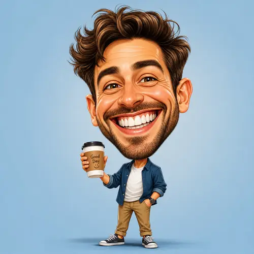 Cheerful Digital Caricature Portrait of a Man