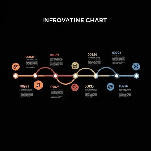 Informative Timeline Chart with Icons and Curved Lines