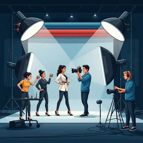 Bustling Photography Studio Scene with International Team