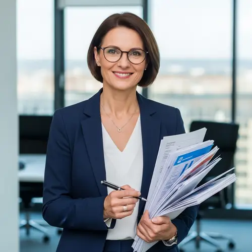 Professional Business Woman with Documents and Pen