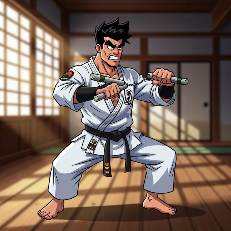Jackie Chan Cartoon with Sushi Sticks | Martial Arts Pose