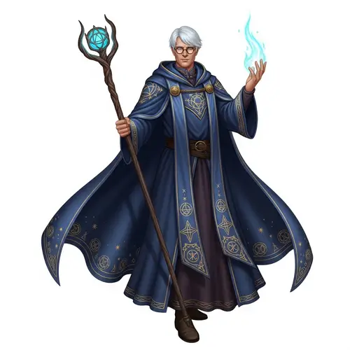 ENFJ Wizard with White Hair and Round Glasses | Fantasy RPG Character