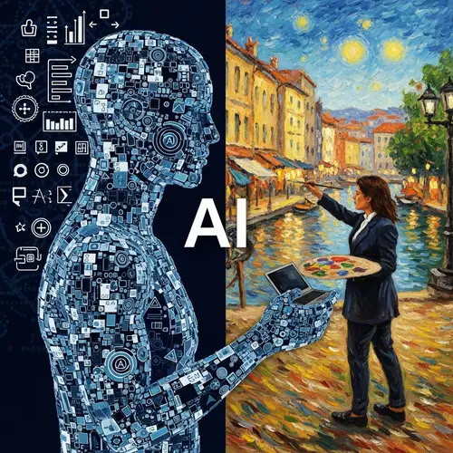 AI Performing Math Calculations and Creating Art - Abstract Representation