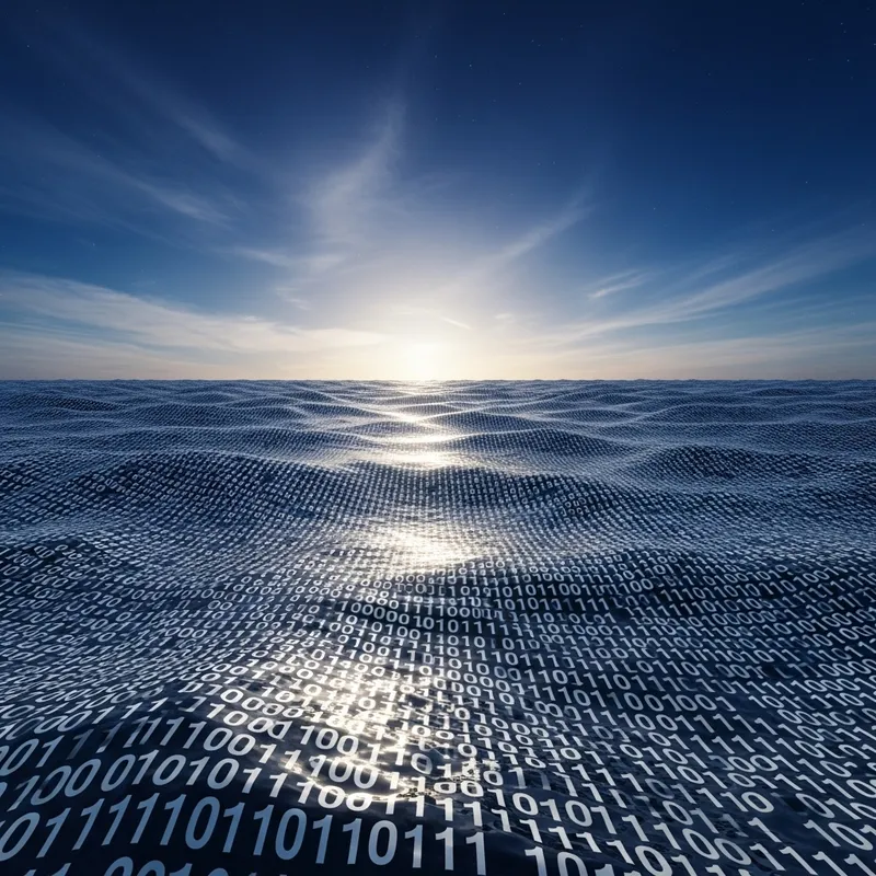 Data Sea in Binary Code | Flow of 0s & 1s