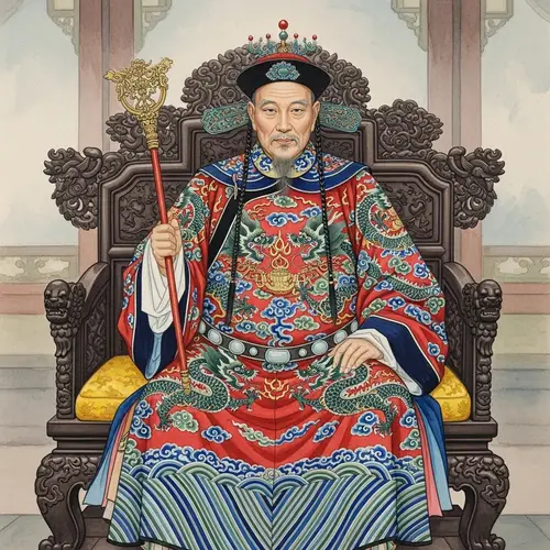 Emperor Kangxi: Watercolor Portrait of Imperial Power
