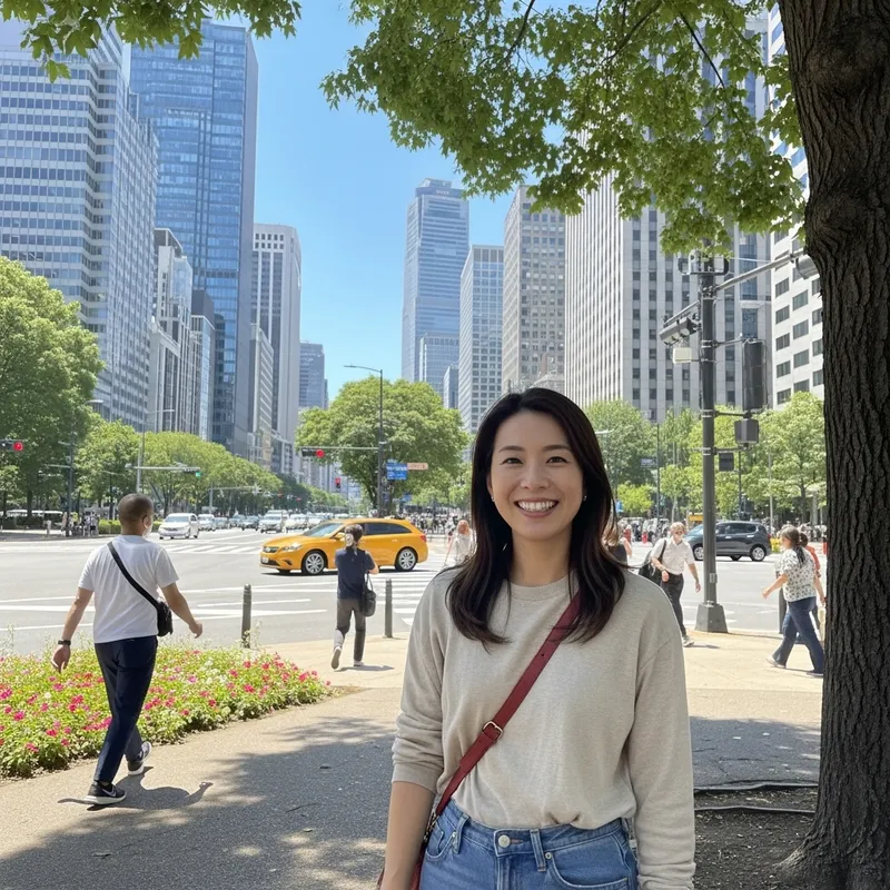 Smiling Person in City Park | Positivity and Joy Smiling Person in City Park | Positivity and Joy