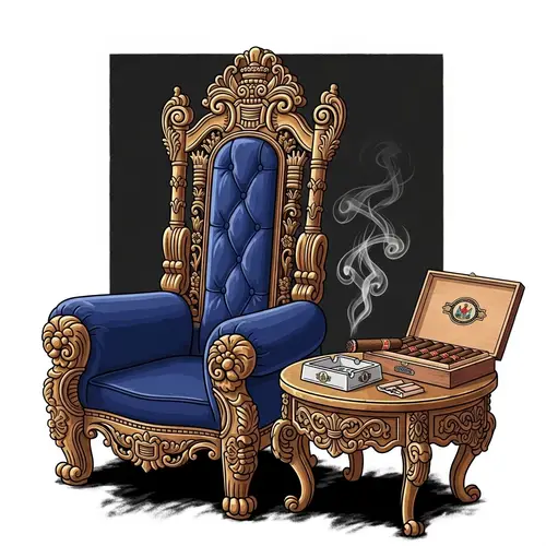 Regal High Back Chair and Cigar Table | Elegant Furniture Design
