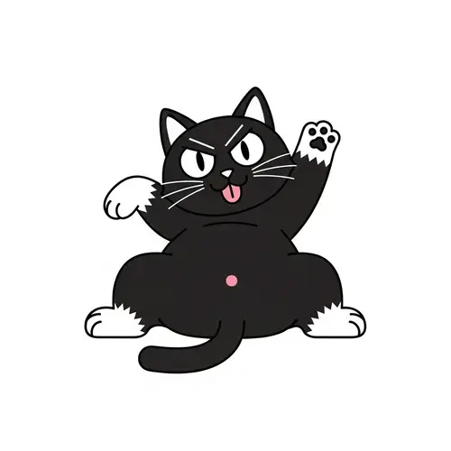 Playful Black Cat Cartoon Illustration | Mischievous and Cute