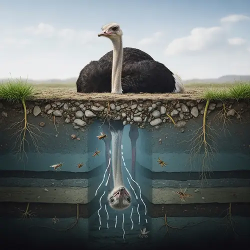 Ostrich with Head Buried in the Ground: Unique Perspective
