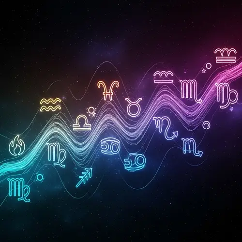 Abstract Zodiac Sign Art: Mystical Illustration in Neon Colors