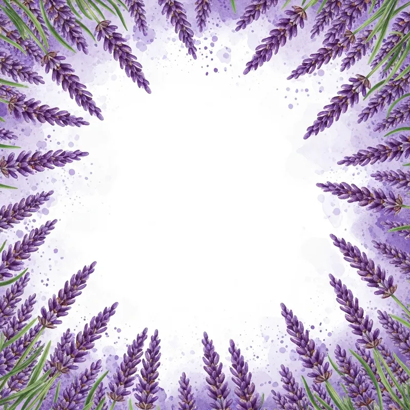 Wildflower Lavender Frame in Watercolor Style