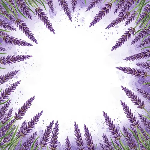 Wildflower Lavender Frame in Watercolor Style