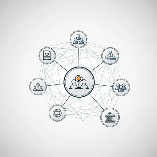 Technology Company Interconnected Web Icons