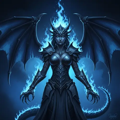 Blazing Blue Dragon-Witch: Mystical Power & Feminine Strength