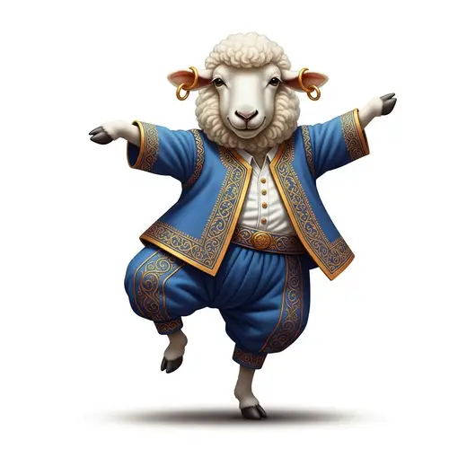 Elegant Dancing Sheep in Stylish Attire