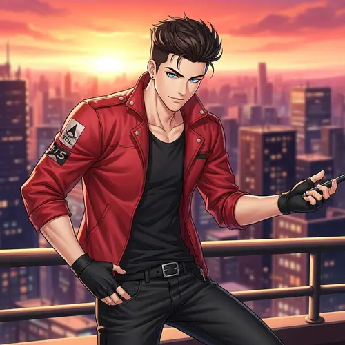 Jack Griffo - Lead Singer Look Male Character in Red Jacket