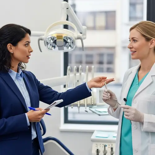 Female News Reporter Interviews Dentist for Dental News