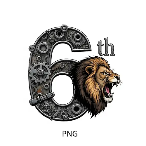 Fierce Roaring Lion Mechanical Farewell Number 6 PNG Artwork