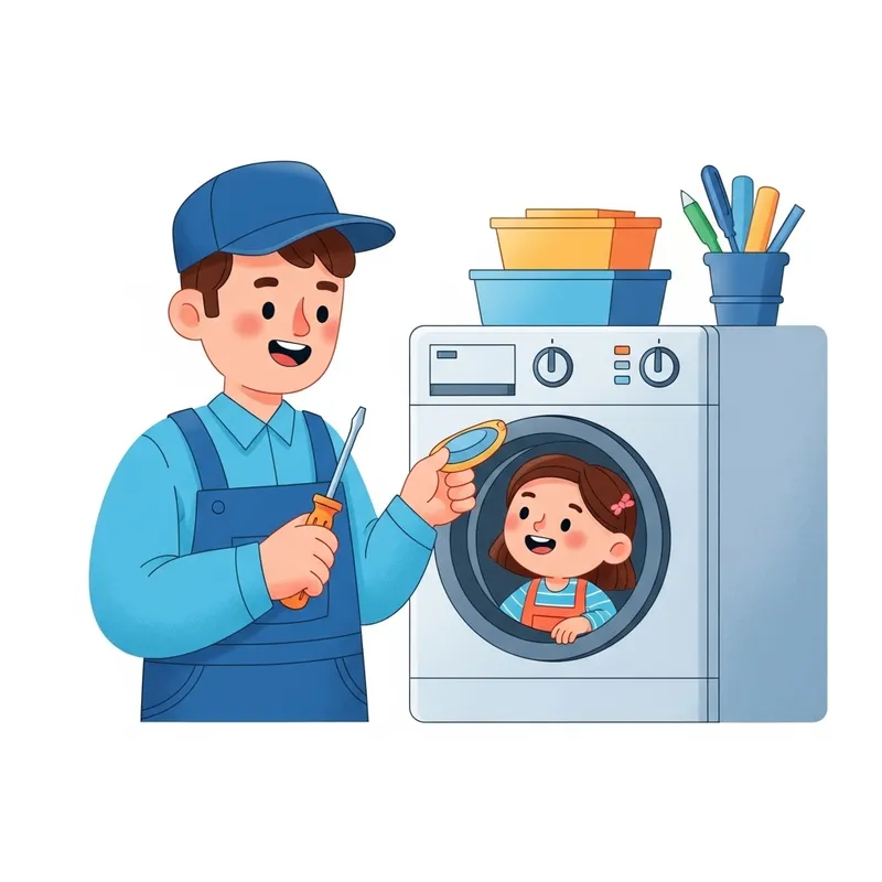 Fun Appliance Technician Illustration for Kids Fun Appliance Technician Illustration for Kids