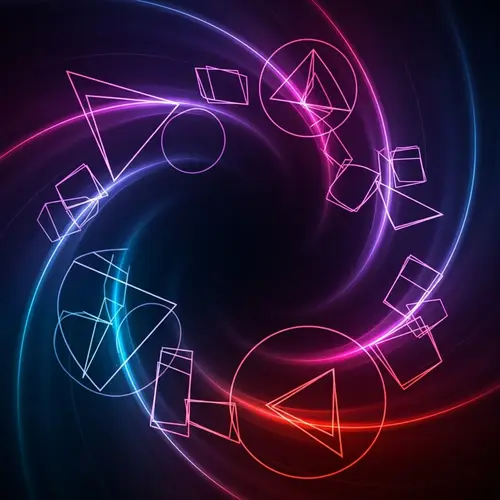 Abstract Migraine Aura Art: Swirling Lights & Geometric Shapes